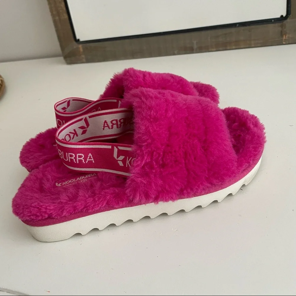 Koolaburra by UGG Kid's Backstrap Slide Sandals Fuzz'n Pink Size 12